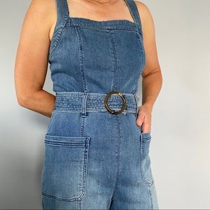 Anthropologie Denim Wide Leg Jumpsuit